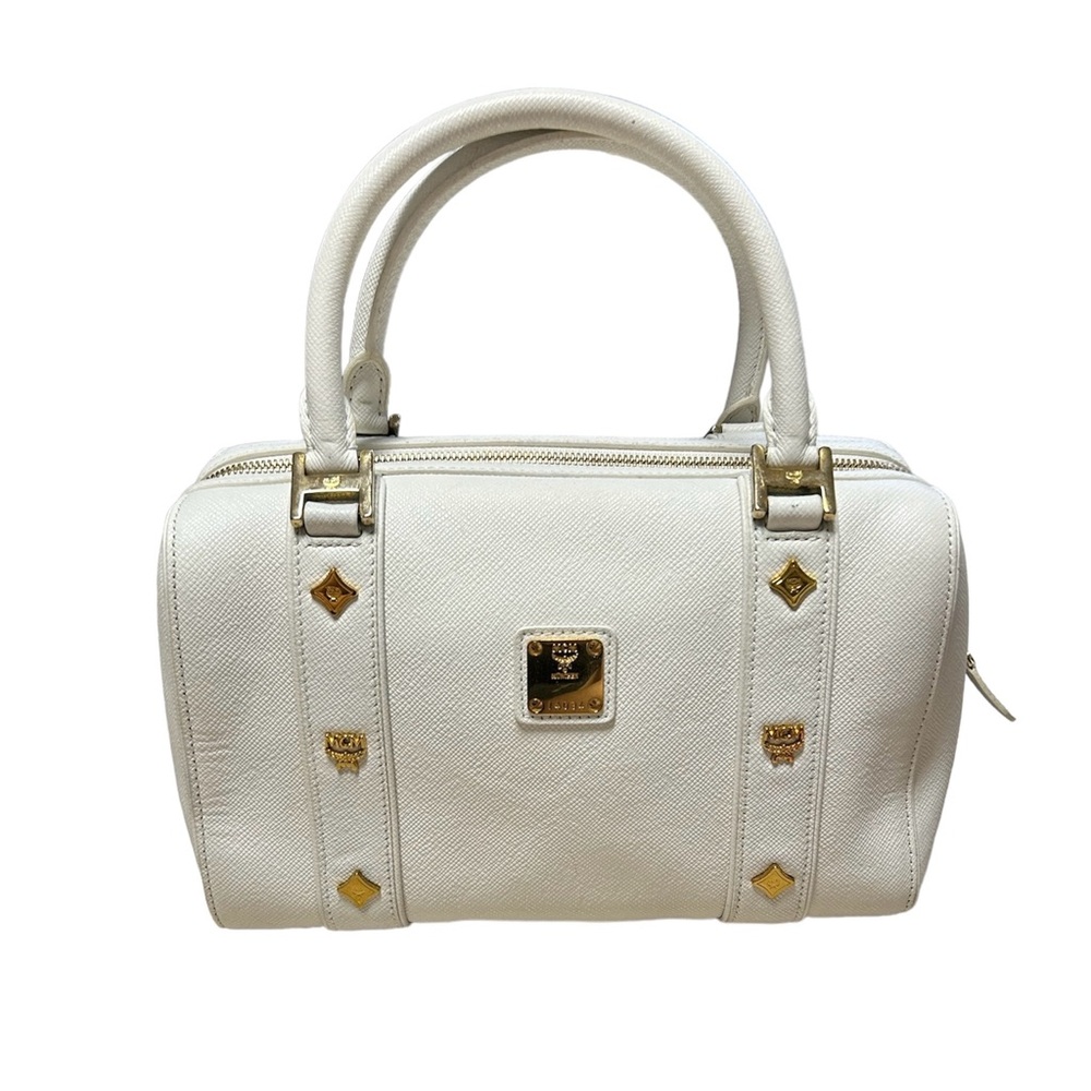 MCM White Gold Boston Bag Satchel‎ Purse